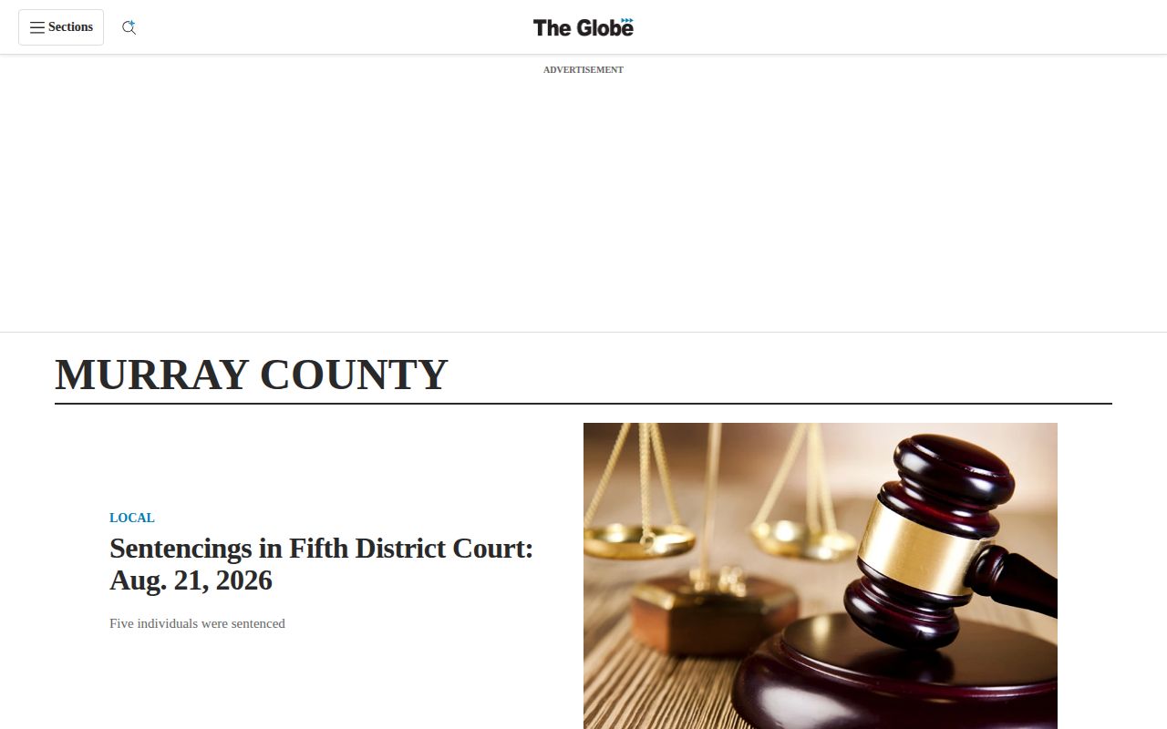 Murray County crime news reference from the Daily Globe local coverage page