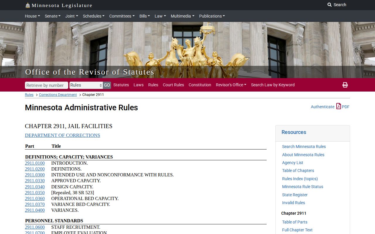 Murray County jail booking process reference under Minnesota Rule 2911